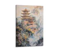 XHBKJA Squisito album fotografico su tela con stampa moderna di famiglia, paesaggio ad acquerello, poster con pagoda cinese e paesaggio montano, 20 x 30 cm