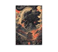 XHBKJA Stampa artistica da parete su tela con immagine di famiglia moderna e squisita, album fotografico, ispirato ai manga, con drago maestoso e architettura giapponese, 40 x 60 cm