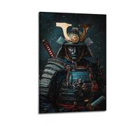XHBKJA Stampa artistica da parete su tela con immagine di famiglia moderna, tema: guerriero samurai, con armatura e spade, 50 x 75 cm