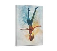 XHBKJA Stampa artistica da parete su tela con stampa artistica da parete con immagine di famiglia in stile acquerello, poster fitness sottosopra - silhouette di persona attiva 50 x 75 cm