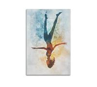 XHBKJA Stampa artistica da parete su tela con stampa artistica da parete con immagine di famiglia in stile acquerello, poster fitness sottosopra - silhouette di persona attiva 50 x 75 cm