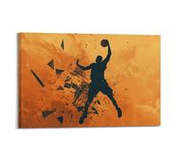 XHBKJA Stampa artistica da parete su tela, motivo astratto brutalista, con immagine di famiglia e giocatore di basket Slam Dunk (20 x 30 cm)