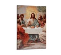 XHBKJA Stampa artistica da parete su tela, stile moderno, con stampa artistica da parete, stile vintage, poster cristiano con la scena dell'ultima cena con Gesù, 60 x 90 cm