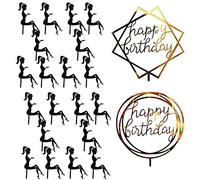 XHBTS 22 decorazioni per torte con tacco alto, per cupcake, in acrilico, decorazione per torte, decorazione per torte, decorazione per matrimonio, fidanzamento, festa di compleanno (nero)