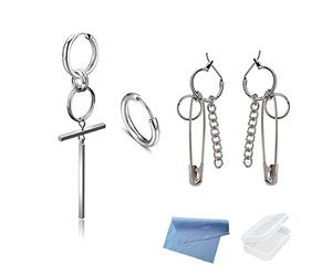 XHBTS 4 Pezzi Orecchini con Spilla da Balia KPOP Bangtan Boy Album BTS Jimin Catena Goccia Orecchini Coreano Moda Gioielli con Mini Panno e Mini Box