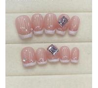 XHBYW 10 pezzi di nuove unghie finte con diamante bianco stampa sulle unghie copertura completa unghie finte per donne e ragazze decorazione quotidiana