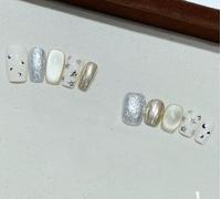 XHBYW 10 pezzi di unghie finte in oro argento stampa sulle unghie copertura completa unghie finte per donne e ragazze decorazione quotidiana