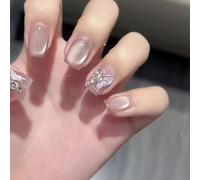 XHBYW 10 pezzi di unghie finte in polvere trasparente stampa sulle unghie copertura completa unghie finte per donne e ragazze decorazione quotidiana