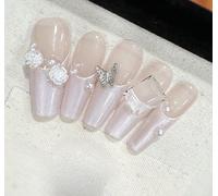 XHBYW 10 pezzi di unghie finte rosa chiaro rosa stampa sulle unghie copertura completa unghie finte per donne e ragazze decorazione quotidiana