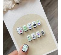 XHBYW 10 Pezzi Mahjong Nail Art Unghie Finte Stampa Sulle Unghie Copertura Completa Unghie Finte Per Donne E Ragazze Decorazione Quotidiana