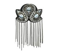 XHBYW 24 * 12 cm Nappa Spalla Spallina Ferro su Strass Applique abbellimenti per Abbigliamento Cucire Patch Ricamate con Paillettes e Spilla di Sicurezza