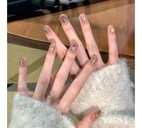 XHBYW Taglia unica 24 pz Diamante Farfalla Glitter Unghie Finte Stampa sulle unghie Copertura Completa Unghie Finte per Donne e Ragazze Decorazione Quotidiana