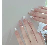 XHBYW Taglia unica 24 pz Diamante Farfalla Glitter Unghie Finte Stampa sulle unghie Copertura Completa Unghie Finte per Donne e Ragazze Decorazione Quotidiana