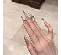 XHBYW Taglia unica 24 pz Diamante Farfalla Glitter Unghie Finte Stampa sulle unghie Copertura Completa Unghie Finte per Donne e Ragazze Decorazione Quotidiana