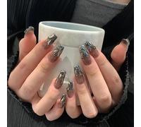 XHBYW Taglia unica 24 pz Diamante Farfalla Glitter Unghie Finte Stampa sulle unghie Copertura Completa Unghie Finte per Donne e Ragazze Decorazione Quotidiana