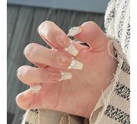 XHBYW Taglia unica 24 pz Diamante Farfalla Glitter Unghie Finte Stampa sulle unghie Copertura Completa Unghie Finte per Donne e Ragazze Decorazione Quotidiana