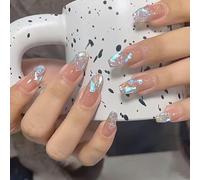 XHBYW Taglia unica 24 pz Diamante Farfalla Glitter Unghie Finte Stampa sulle unghie Copertura Completa Unghie Finte per Donne e Ragazze Decorazione Quotidiana