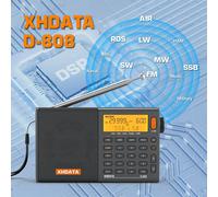 XHDATA D-808 AM/FM/SW/MW SSB AIR RDS Radio portatile a banda intera con ricevitore radio ricaricabile stereo multifunzione a suono profondo