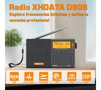 XHDATA D808 Ricevitore radio multibanda portatile AM/FM/SW/MW SSB AIR RDS Suono stereo Ricezione a lungo raggio Batteria ricaricabile