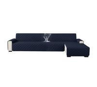 XHDZSW Copridivano Angolare Con Penisola Impermeabile, Copridivano Con Penisola Sinistra Destra Universale, Fodera Divano A L Antigraffio Per Cani E Gatti Bambini (Blu Navy,XL)