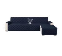 XHDZSW Copridivano Angolare Con Penisola Impermeabile, Copridivano Con Penisola Sinistra Destra Universale, Fodera Divano A L Antigraffio Per Cani E Gatti Bambini (Blu Navy,L)