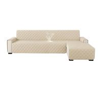 XHDZSW Copridivano Angolare Con Penisola Impermeabile, Copridivano Con Penisola Sinistra Destra Universale, Fodera Divano A L Antigraffio Per Cani E Gatti Bambini (Beige,L)