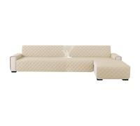 XHDZSW Copridivano Angolare Con Penisola Impermeabile, Copridivano Con Penisola Sinistra Destra Universale, Fodera Divano A L Antigraffio Per Cani E Gatti Bambini (Beige,XL)