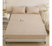 XHDZSW Coprimaterasso Impermeabile Lenzuolo con Angoli, Coprimaterasso Trapuntato, Lenzuolo con Angoli Trapuntati in Microfibra, per Letto King Materasso (Cachi,90x200cm)