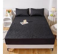 XHDZSW Coprimaterasso Impermeabile Lenzuolo con Angoli, Coprimaterasso Trapuntato, Lenzuolo con Angoli Trapuntati in Microfibra, per Letto King Materasso (Nero,Federa)