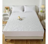 XHDZSW Coprimaterasso Impermeabile Lenzuolo con Angoli, Coprimaterasso Trapuntato, Lenzuolo con Angoli Trapuntati in Microfibra, per Letto King Materasso (Bianco,90x200cm)