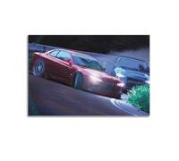 XHHOKA JDM - Poster decorativo da parete su tela, motivo: auto sportiva, Silvia S15 e R34 alla deriva su pista al neon, 60 x 90 cm