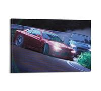 XHHOKA JDM - Poster decorativo da parete su tela, motivo: auto sportiva, Silvia S15 e R34 alla deriva su pista al neon, 60 x 90 cm