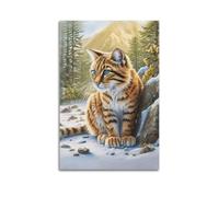 XHHOKA Wilderness - Poster su tela con immagine di gatto selvatico europeo nella foresta delle montagne, poster decorativo da parete e arte (50 x 75 cm)