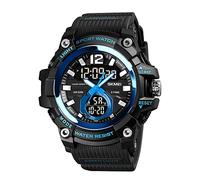 XHJL Orologio digitale militare da uomo Orologi sportivi multifunzionali Orologi bussola con allarme Impermeabile 50M Barometro Termometro Cronometro Orologio retroilluminato a LED (blue)