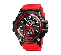 XHJL Orologio digitale militare da uomo Orologi sportivi multifunzionali Orologi bussola con allarme Impermeabile 50M Barometro Termometro Cronometro Orologio retroilluminato a LED (red)