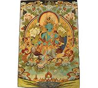 XHJL Ricamo Thangka Tibetano Pittura Appeso A Parete Seta Squisita Buddha Canvas Art Nepal Green Tara Buddismo Seta per Arredamento Domestico Thangka Meditazione
