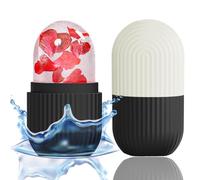 XHJRI Rullo massaggiante per viso, occhi e collo, condizionante e cura della pelle, riduce il dolore all'emicrania, riutilizzabile, in silicone, per massaggi (nero bianco)