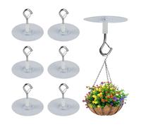 XhjzgcTech 6 Pezzi Ganci Adesivi Extra Forti, Ganci da Soffitto Autoadesivi Senza Foratura, Ganci per Pavimento Resistente con Sicurezza per Bagno Cucina Ufficio Piante Vasi Decorativi Lampada