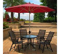 XHKJGS Garden Parasol Sun Ombrello Patio Dock Polk Polca Ombrello con base di cemento abbastanza robusto, tessuto in poliestere spesso e manico a manovella per il ponte da giardino