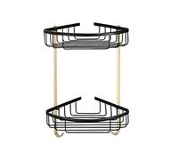 XHKJGS Set di mensole da parete del bagno moderno con asciugamano anello di asciugamano gancio di veste tutto hardware in oro nero di rame organizzatore a triangolo a 2 livelli per accessori per il