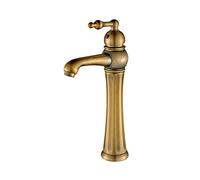 XHKJGS Tocca i rubinetti del lavandino del Bagno lavandino a Vaso in Ottone Alto Manico Singolo vano vano Bacino Bagno lavandino lavandino, Stile Antico Facile da installare Il lavandino