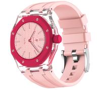 xhKJO Cinturino per Orologi per Swatch Royal Pop Strap,Silicone Cinturini Chiusura a scatto Strap Cintura Bracelets Cinturini di Ricambio per Swatch x AP Royal Pop Watch (rose, corona alle 3)