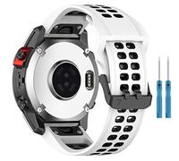 xhKJO Silicone Cinturini di Ricambio per Garmin Fenix 8 51mm / Garmin Enduro 3 / D2 Mach 1 Pro 51mm,Chiusura Scatto Bracelet Strap per Garmin Tactix 7 / Fenix 7X Pro/Epix Pro 51mm (bianco nero)