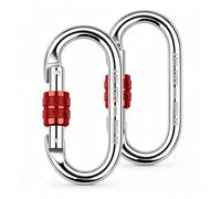 XHMAXE Moschettone ovale a spirale, M10, 25 kN, rosso, 2 pezzi