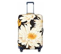 XHMKGGYBZ Copertura elastica per valigie con motivo geometrico blu e giallo, 4 dimensioni, resistente ai graffi e alle macchie, copertura per bagagli lavabile, Crisantemo bianco in fiore, Medium