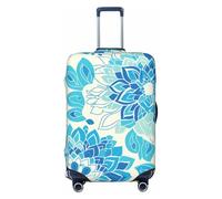 XHMKGGYBZ Copertura elastica per valigie con motivo geometrico blu e giallo, 4 dimensioni, resistente ai graffi e alle macchie, copertura per bagagli lavabile, Illustrazione del fiore di loto blu, XL