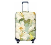 XHMKGGYBZ Copertura elastica per valigie con motivo geometrico blu e giallo, 4 dimensioni, resistente ai graffi e alle macchie, copertura per bagagli lavabile, Illustrazione di gigli in fiore, Large