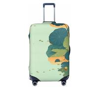 XHMKGGYBZ Copertura elastica per valigie con motivo vaso, 4 dimensioni, resistente ai graffi e alle macchie, copertura per bagagli lavabile, Fioriture di loto tra le foglie, L