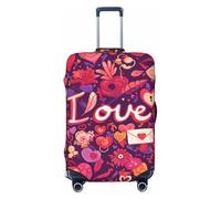 XHMKGGYBZ Copertura elastica per valigie realistiche con labbra rosse, 4 dimensioni, resistente ai graffi e alle macchie, copertura per bagagli lavabile, Lettere d'amore Cuori Collage, S
