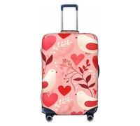 XHMKGGYBZ Copertura elastica per valigie realistiche con labbra rosse, 4 dimensioni, resistente ai graffi e alle macchie, copertura per bagagli lavabile, Foglie, amore, uccelli, armonia, L